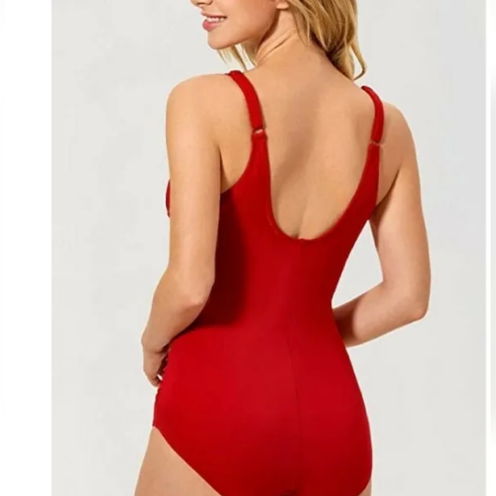 NEW NWT Delimira PS Red Underwire Tummy Control One Piece BathingSuit Sz 22W - Picture 4 of 6